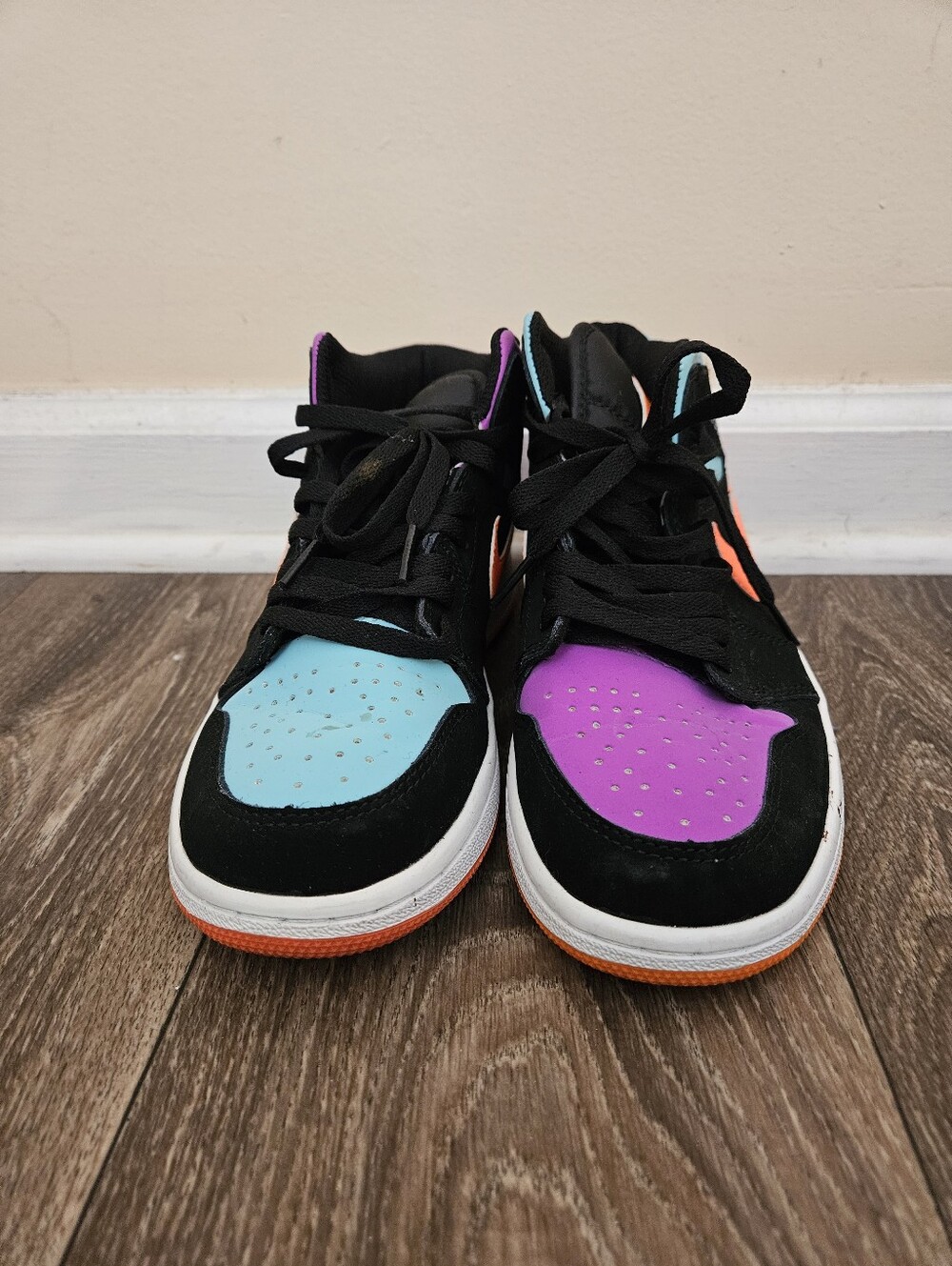 Nike Kids Color-Block High-Top Sneakers in Purple & Blue, Size 7